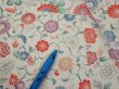 Photo7: 4A04z90  Japanese Kimono Silk  FABRIC Flowers Smoky white 63.8x14.4 (7)