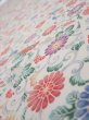 Photo4: 4A06z90  Japanese Kimono Silk  FABRIC Flowers Smoky white 63.8x14.4 (4)
