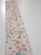 Photo2: 4A07z40  Japanese Kimono Silk  FABRIC Flowers Smoky white 55.9x7.3 (2)