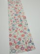 Photo3: 4A07z40  Japanese Kimono Silk  FABRIC Flowers Smoky white 55.9x7.3 (3)
