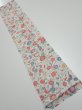 Photo1: 4A08z30  Japanese Kimono Silk  FABRIC Flowers Smoky white 35.8x7.1 (1)