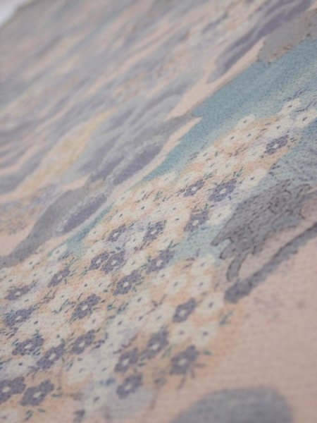 Photo4: 4A07z50  Japanese Kimono Crepe Silk  FABRIC Japanese palace garden   62.6x7.1 (4)