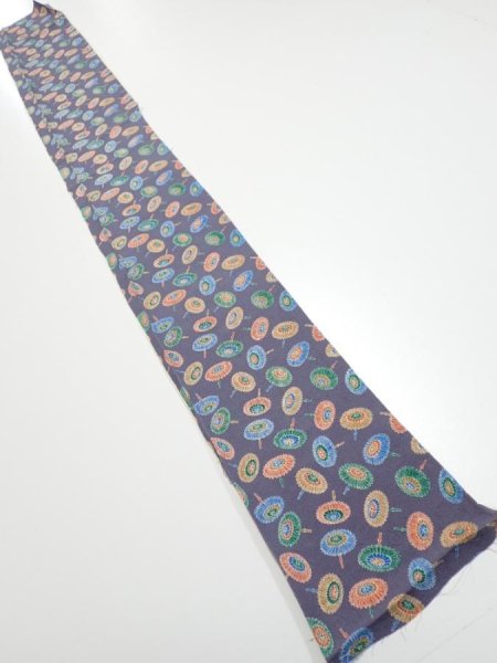Photo5: 4A08z40  Japanese Kimono Silk  FABRIC Umbrella Purplish gray 55.1x6.7 (5)