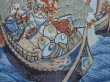 Photo4: 6019T02z420 Vintage Japanese Kimono Muslin JUBAN Treasure Ship Dull cyan (4)