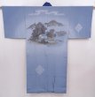 Photo1: 6019T03z450 Vintage Japanese Kimono Silk JUBAN Edo era Hyacinth blue (1)