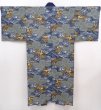 Photo1: 6019T04z650 Vintage Japanese Kimono Muslin JUBAN Dragon Navy-Gray (1)