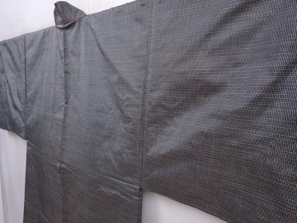 Photo4: 6019T06z470 Vintage Japanese Kimono Silk Men's HAORI Boat Light brown-gray (4)