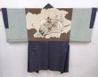 Photo1: 6019T08z540 Vintage Japanese Kimono Silk Men's HAORI 七福神 Dark gray (1)