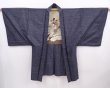 Photo5: 6019T08z540 Vintage Japanese Kimono Silk Men's HAORI 七福神 Dark gray (5)