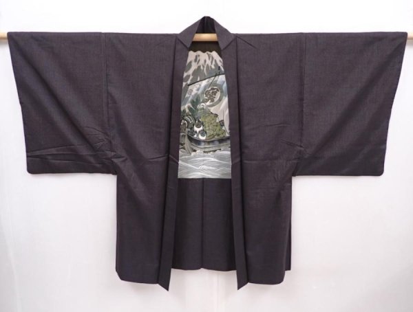 Photo5: 6019T09z460 Vintage Japanese Kimono Silk Men's HAORI Treasure Ship (5)
