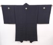 Photo1: 6019T10z680 Vintage Japanese Kimono Silk Men's HAORI Flowers Black (1)