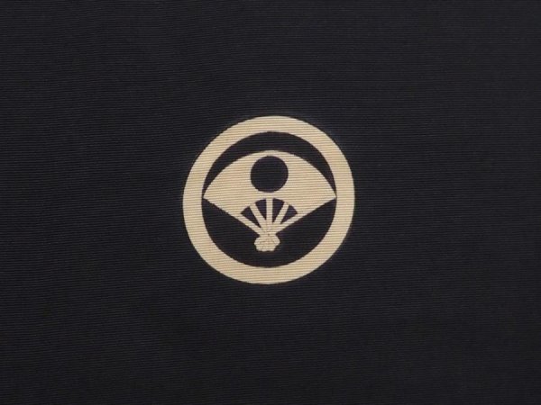 Photo3: 6019T10z680 Vintage Japanese Kimono Silk Men's HAORI Flowers Black (3)