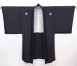 Photo5: 6019T10z680 Vintage Japanese Kimono Silk Men's HAORI Flowers Black (5)