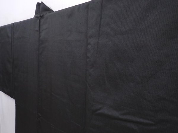 Photo2: 6019T11z630 Vintage Japanese Kimono Silk Men's HAORI  Dark Green-Gray (2)