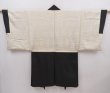 Photo6: 6019T11z630 Vintage Japanese Kimono Silk Men's HAORI  Dark Green-Gray (6)