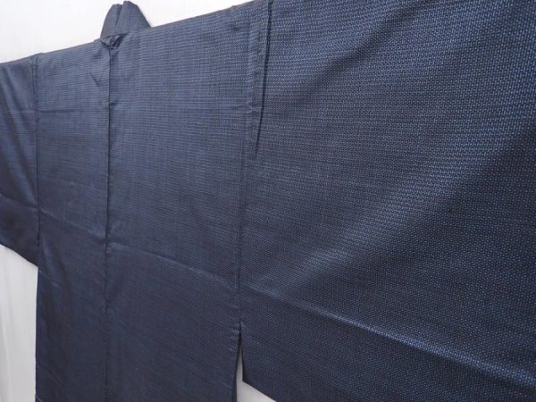 Photo2: 6019T12z820 Vintage Japanese Kimono Silk Men's  OSHIMA Blue-Gray (2)