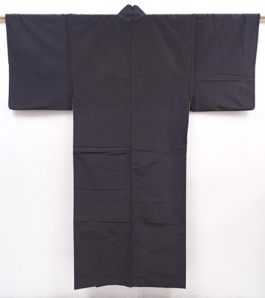 Photo1: 6019T13z800 Vintage Japanese Kimono Silk Men's   Dark brown (1)