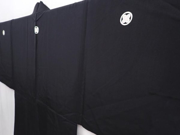 Photo5: 6023T01z650 Vintage Japanese Kimono Silk Men's HAORI Mt.Fuji Black (5)