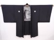 Photo7: 6023T01z650 Vintage Japanese Kimono Silk Men's HAORI Mt.Fuji Black (7)