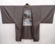 Photo4: 6023T02z500 Vintage Japanese Kimono Silk Men's HAORI Wave Brown-Gray (4)
