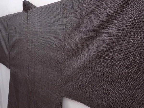 Photo5: 6023T02z500 Vintage Japanese Kimono Silk Men's HAORI Wave Brown-Gray (5)