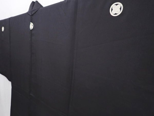 Photo5: 6023T04z490 Vintage Japanese Kimono Silk Men's HAORI Scenery Black (5)