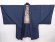 Photo6: 6023T05z820 Vintage Japanese Kimono Silk Men's HAORI Noh mask Dark blue (6)