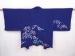 Photo1: 6023T08z610 Vintage Japanese Kimono Silk HAORI Flower Royal blue (1)