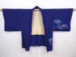 Photo5: 6023T08z610 Vintage Japanese Kimono Silk HAORI Flower Royal blue (5)