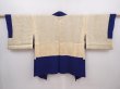 Photo6: 6023T08z610 Vintage Japanese Kimono Silk HAORI Flower Royal blue (6)