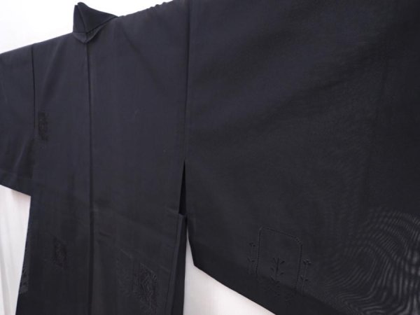 Photo2: 6023T09z280 Vintage Japanese Kimono Silk See through HAORI  Black (2)