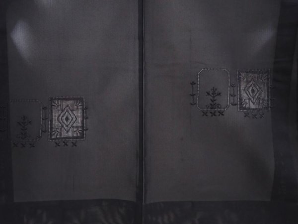Photo3: 6023T09z280 Vintage Japanese Kimono Silk See through HAORI  Black (3)