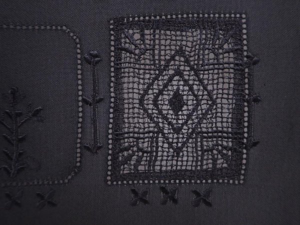 Photo4: 6023T09z280 Vintage Japanese Kimono Silk See through HAORI  Black (4)