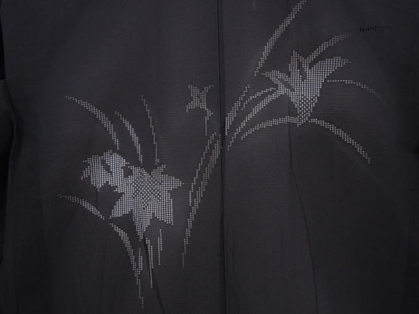 Photo3: 6023T10z330 Vintage Japanese Kimono Silk See through HAORI Flower Black (3)