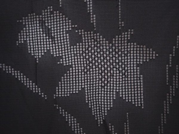 Photo4: 6023T10z330 Vintage Japanese Kimono Silk See through HAORI Flower Black (4)