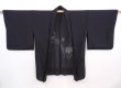 Photo5: 6023T10z330 Vintage Japanese Kimono Silk See through HAORI Flower Black (5)