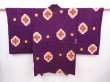 Photo1: 6023T11z440 Antique Japanese Kimono Silk MEISEN HAORI Flower Dark purple (1)