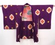Photo6: 6023T11z440 Antique Japanese Kimono Silk MEISEN HAORI Flower Dark purple (6)