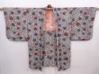 Photo5: 6023T12z400 Antique Japanese Kimono Silk HAORI Flower Gray (5)