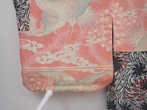 Photo8: 6023T12z400 Antique Japanese Kimono Silk HAORI Flower Gray (8)