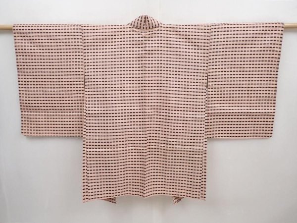 Photo1: 6023T13z480 Vintage Japanese Kimono Silk MEISEN HAORI  Light pink (1)