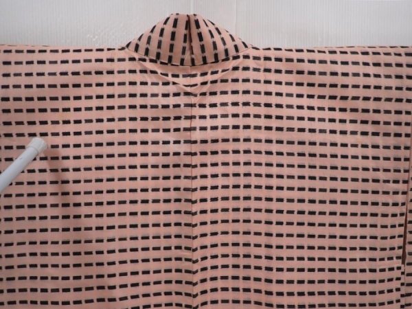 Photo7: 6023T13z480 Vintage Japanese Kimono Silk MEISEN HAORI  Light pink (7)
