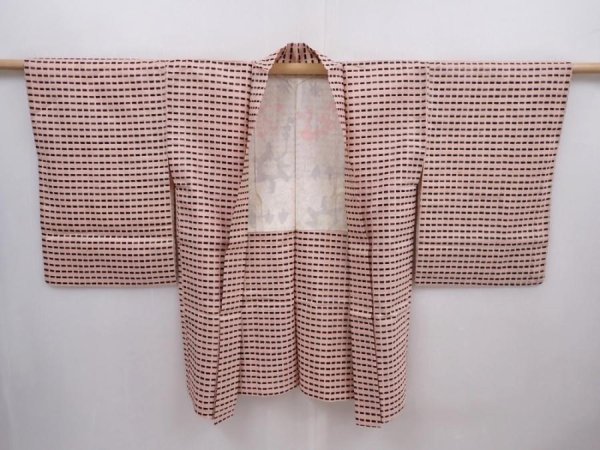 Photo8: 6023T13z480 Vintage Japanese Kimono Silk MEISEN HAORI  Light pink (8)