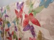 Photo2: 6023T14z1000 Vintage Japanese Kimono Silk KOMON Butterfly Peach-Beige (2)