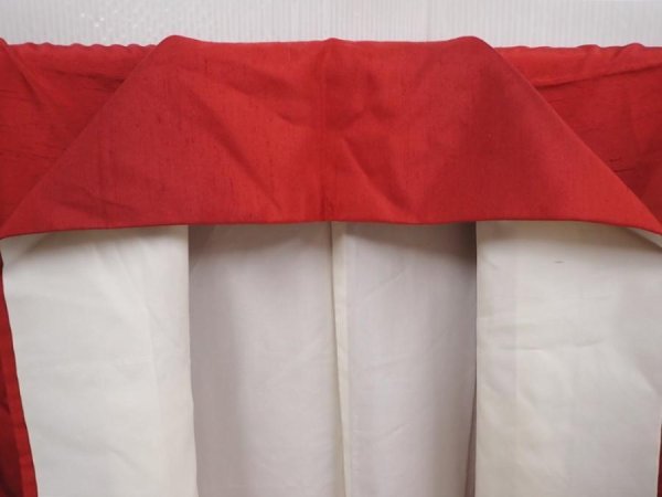 Photo7: 6024T06z740 Vintage Japanese Kimono Silk TSUMUGI  Dark red (7)