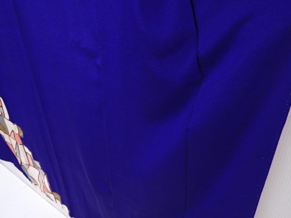 Photo4: 6024T10z710 Antique Japanese Kimono Silk TSUKESAGE  Dark lavender blue (4)