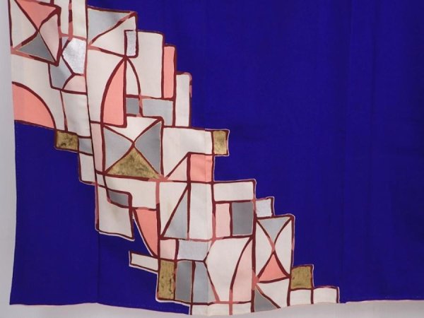 Photo8: 6024T10z710 Antique Japanese Kimono Silk TSUKESAGE  Dark lavender blue (8)