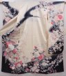 Photo1: 6024T13z1040 Vintage Japanese Kimono Silk FURISODE Peony Off-white (1)