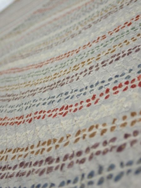 Photo4: 4C01z60  Japanese Kimono Silk  FABRIC Wisteria Light gray 41.7x14.8 (4)