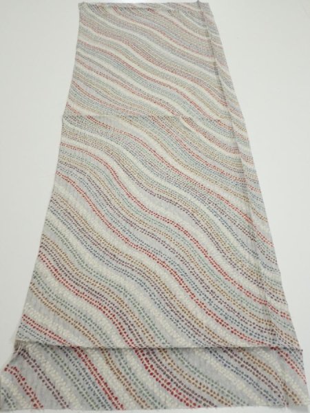 Photo5: 4C01z60  Japanese Kimono Silk  FABRIC Wisteria Light gray 41.7x14.8 (5)